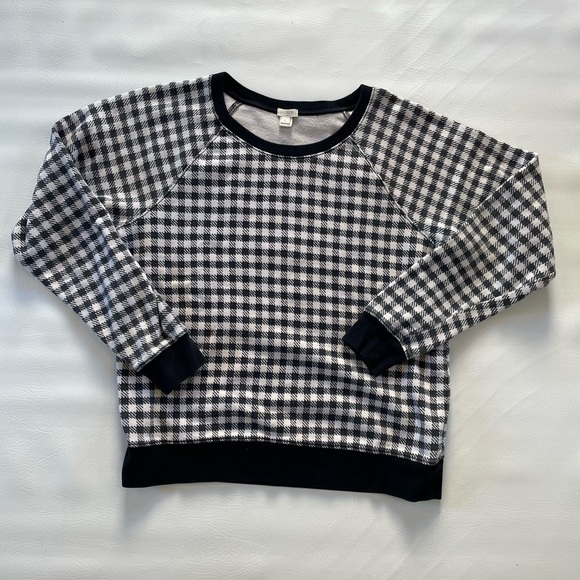 J. Crew Plaid Crewneck Sweatshirt Womens Large Pullover - Picture 1 of 4